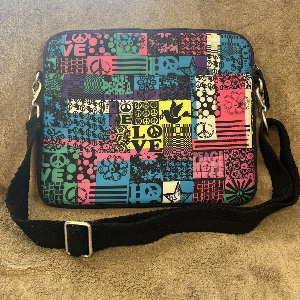 Lucky brand laptop bag, made with Peace and Love 14x11.5"